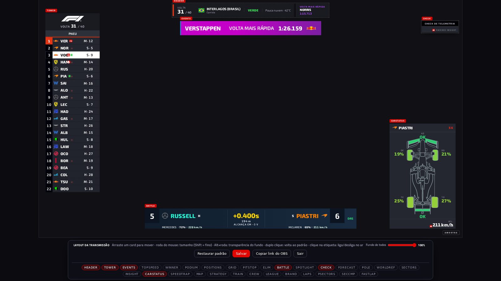 Editor de layout do Pacedex: cada widget num posicionador que se move e redimensiona sobre o palco 1920×1080